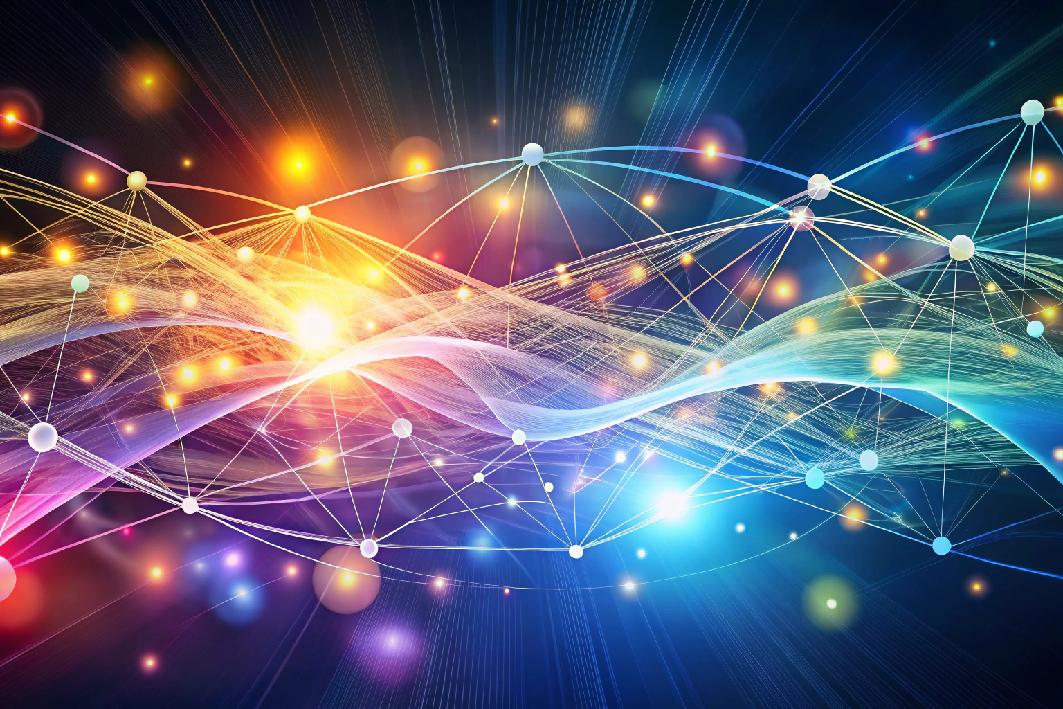 Abstract visualization of communication channels with flowing lines and soft colors, representing connectivity and support